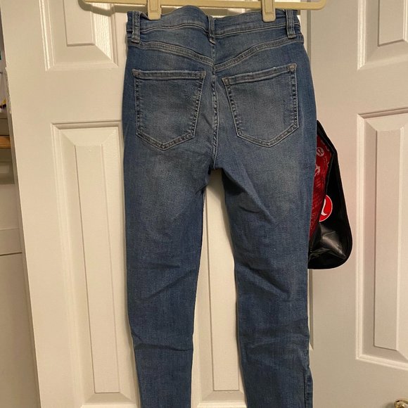 Free People Great Heights Frayed Skinny Blue Jeans - Picture 4 of 6